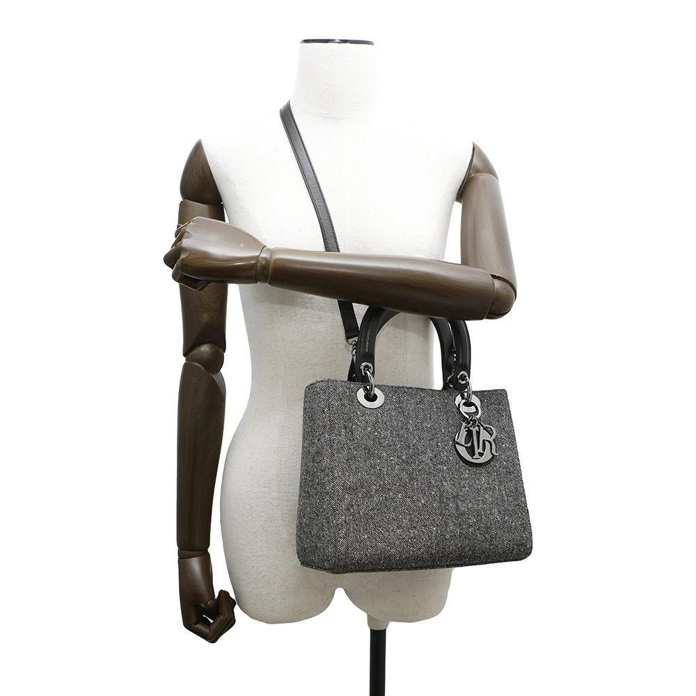 Christian Dior Lady Canvas Handbag Black Bag - Picture 5 of 12